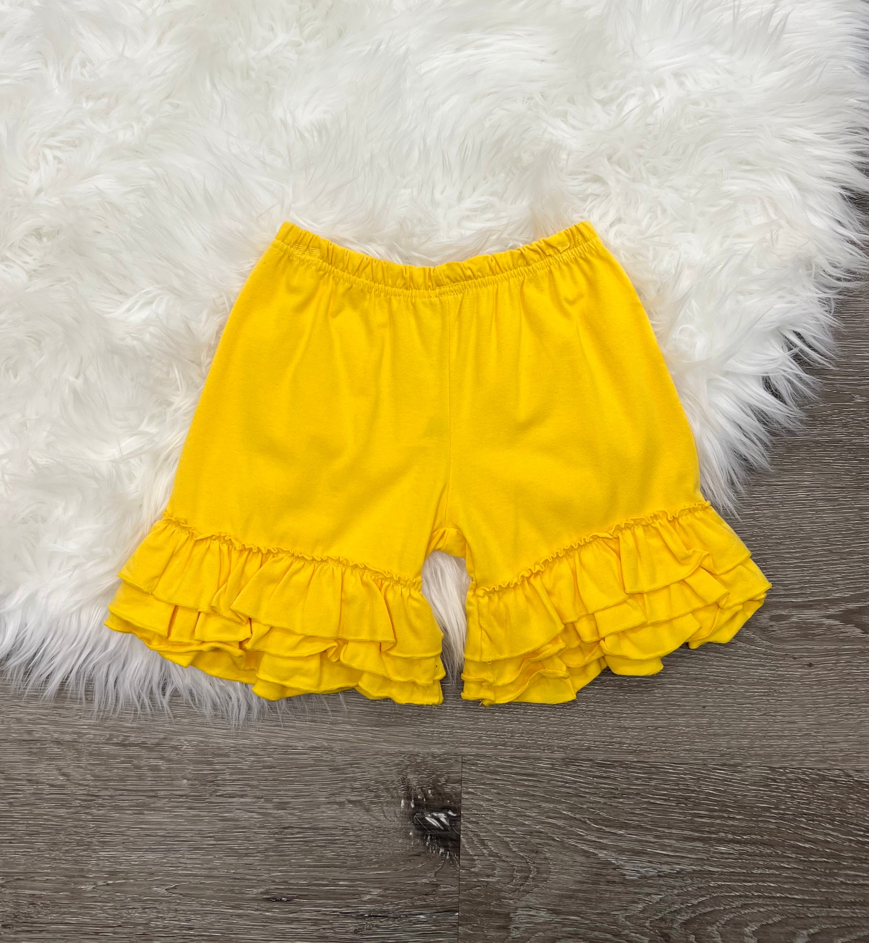 Mustard Ruffle Shorts Two Cute Boutique MN - Main Image