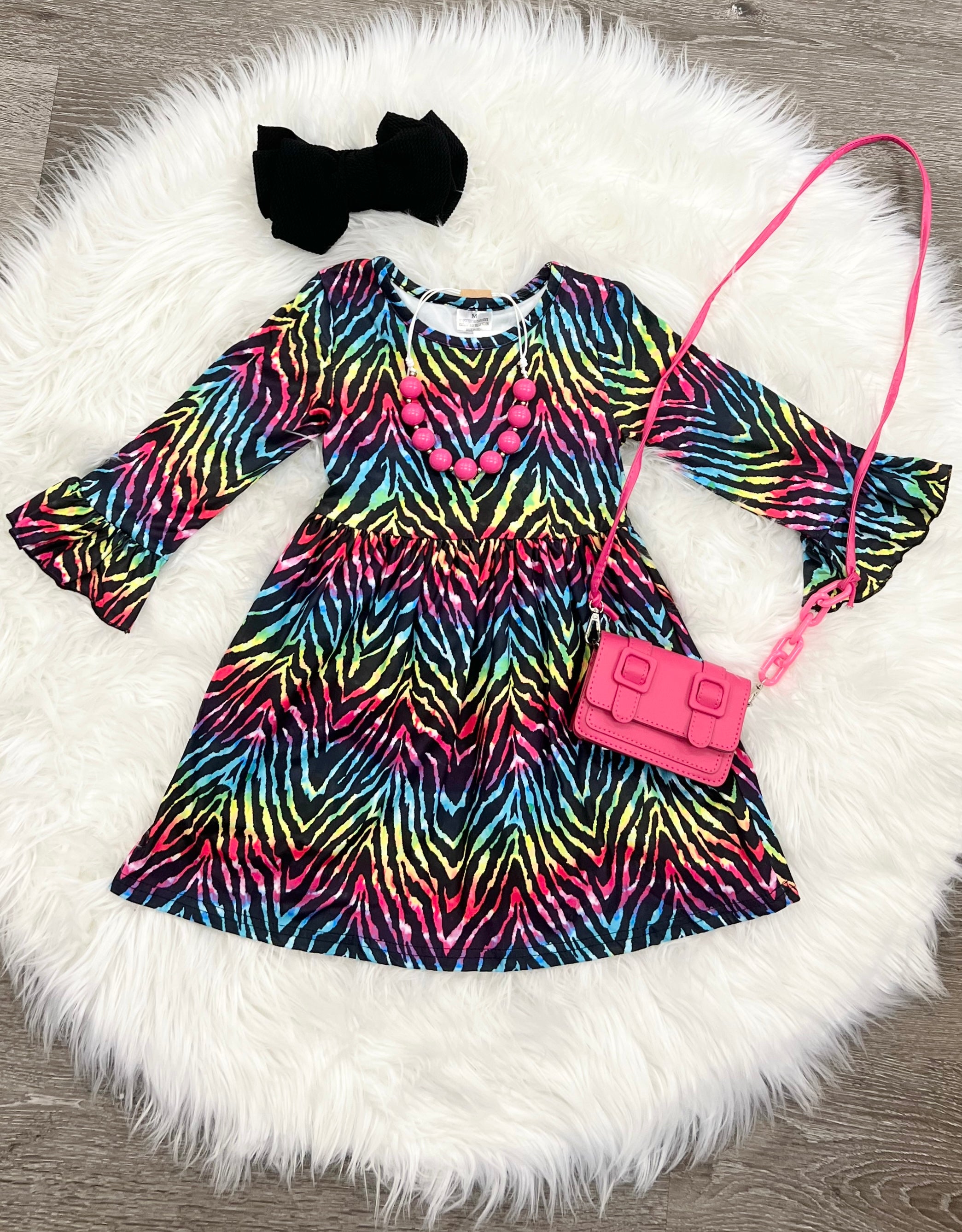 Rainbow Zebra Dress 18-24month