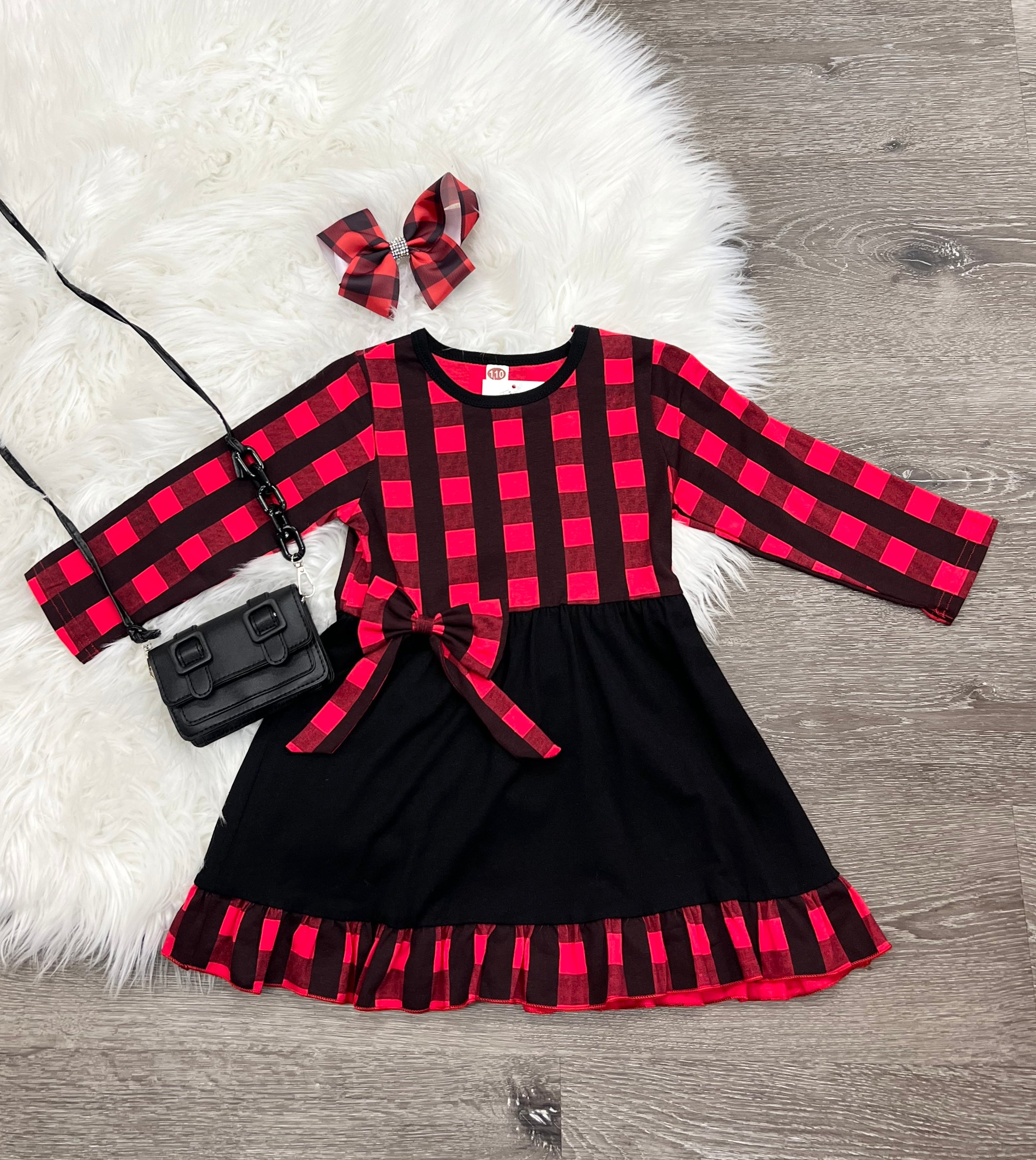 buffalo plaid little girl dress