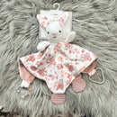 Modern Baby Pink Floral Bunny Activity Lovie Blankie-1