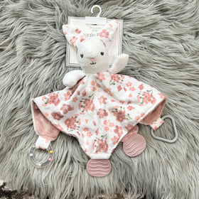 Modern Baby Pink Floral Bunny Activity Lovie Blankie