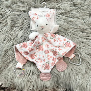 Modern Baby Pink Floral Bunny Activity Lovie Blankie