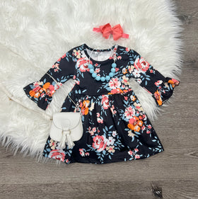 Falling Blue Leaves Dress