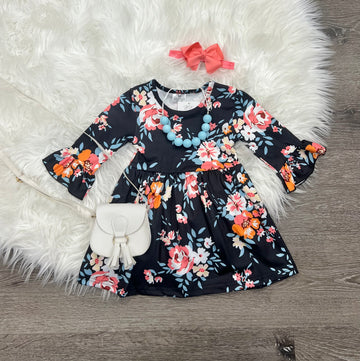 Falling Blue Leaves Dress