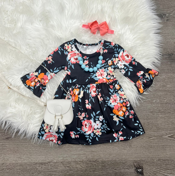 Falling Blue Leaves Dress