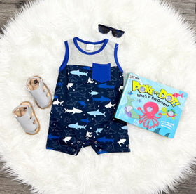 Navy Shark Romper