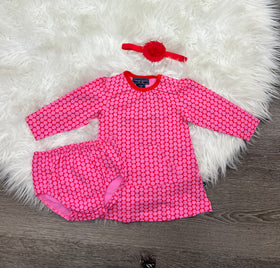 Toobydoo Pink & Red Dress And Bloomer Set 102033-01