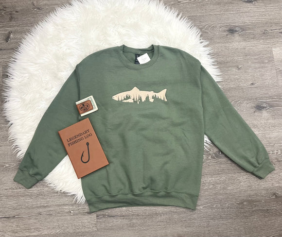 Embroidered Fish Crew Neck