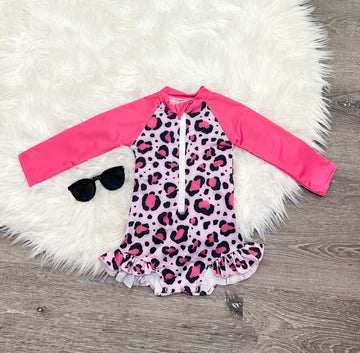 Leopard Love Long Sleeve Swim Suit