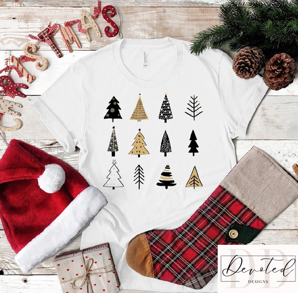 #0000 Gold & Black Christmas Trees