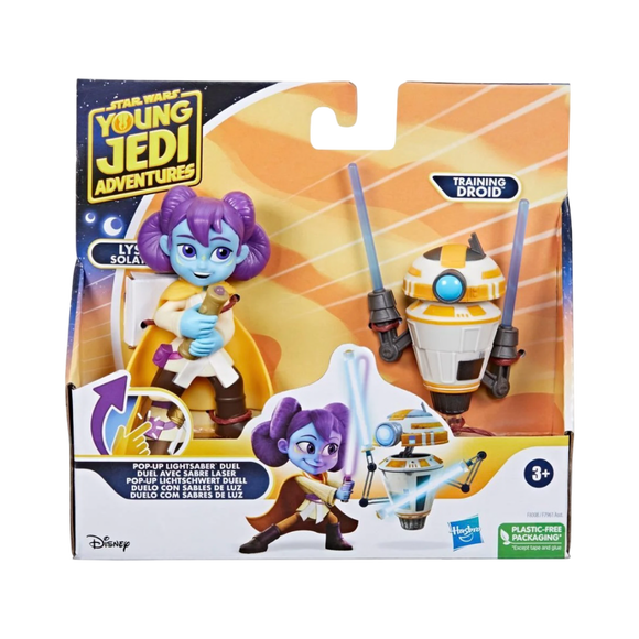 Young Jedi Adventures Hasbro Star Wars Pop-up Lightsaber Duel Lys Solay & Training Droid