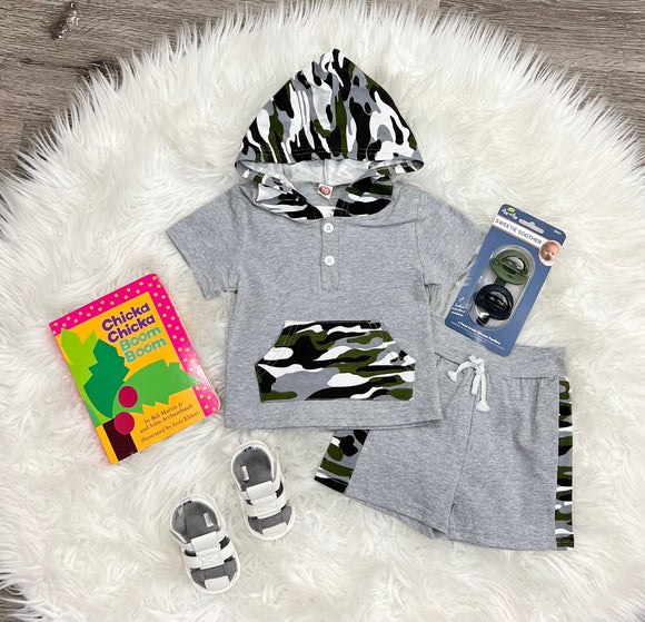 Hooded Camo Shorts Set