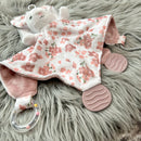 Modern Baby Pink Floral Bunny Activity Lovie Blankie-2
