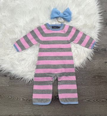 Toobydoo Pink And Grey Cotton Cashmere Jumpsuit 101061-02