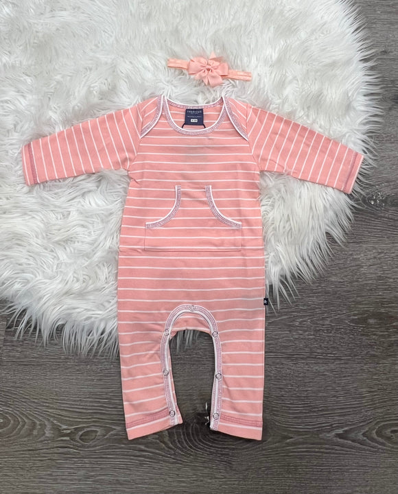 Toobydoo Peach Striped Jumpsuit B10341
