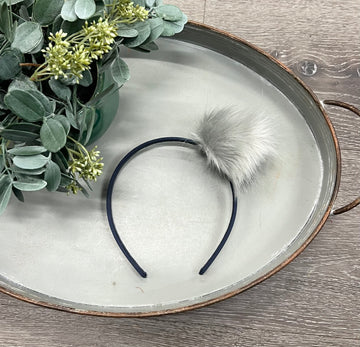 Grey Poof Headband