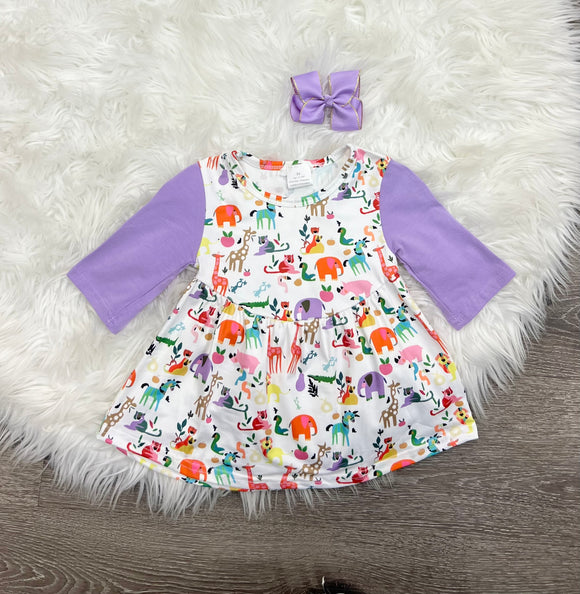 Zoo Day Long Sleeve Dress