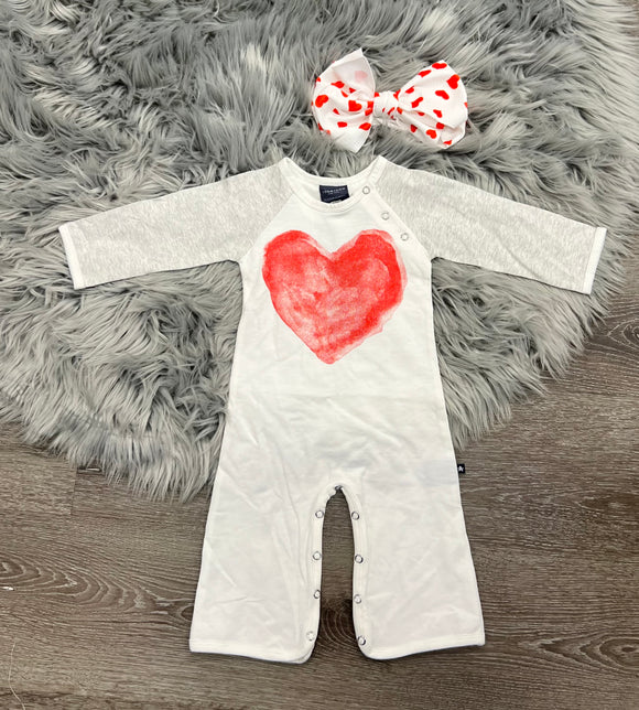 Toobydoo Heather Grey Sweet Heart Bootcut Jumpsuit B10432