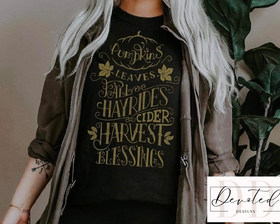 #0681 Pumpkins Leaves Fall Hayride Cider Harvest Blessings