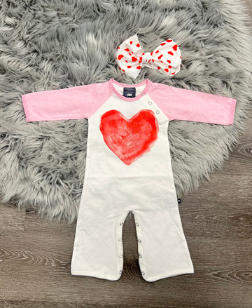 Toobydoo Heather Pink Sweet Heart Bootcut Jumpsuit B10433