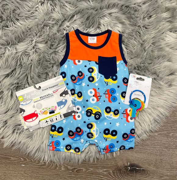 Blue Car Romper
