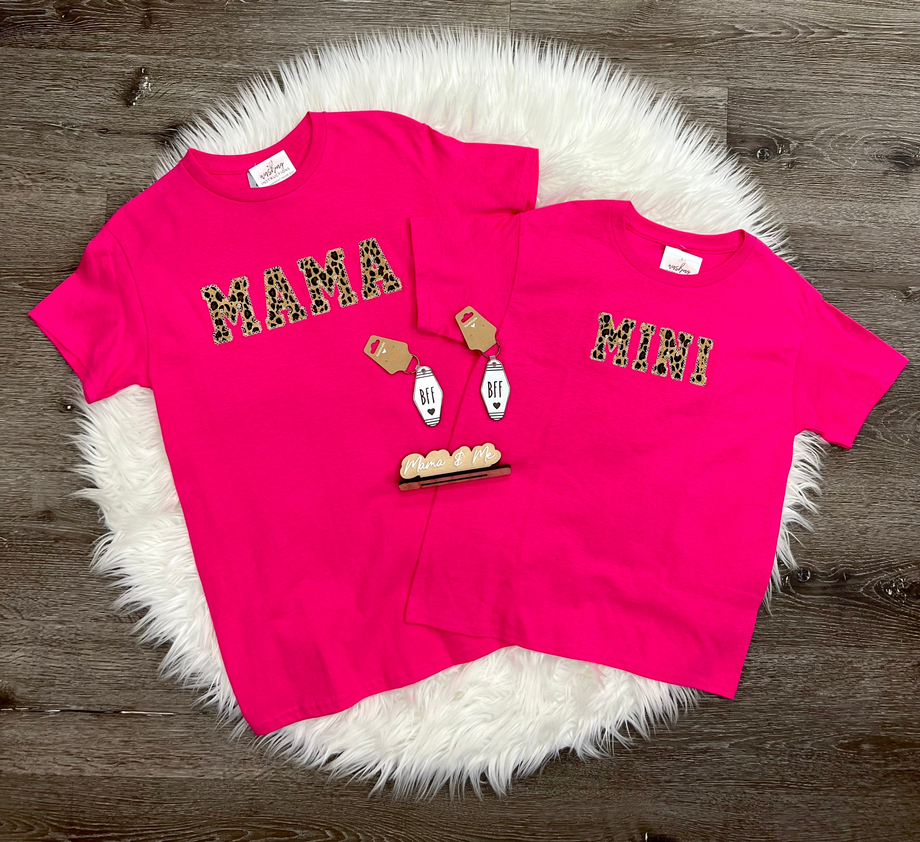 Embroidered Mom & Me Pink W/Leopard T’s