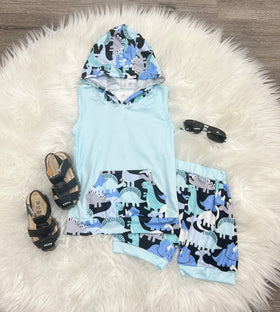 Hooded Blue Dinos Set
