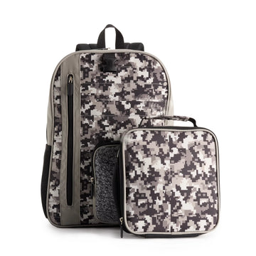 Grey Camo Printed Backpack 2-pc Set