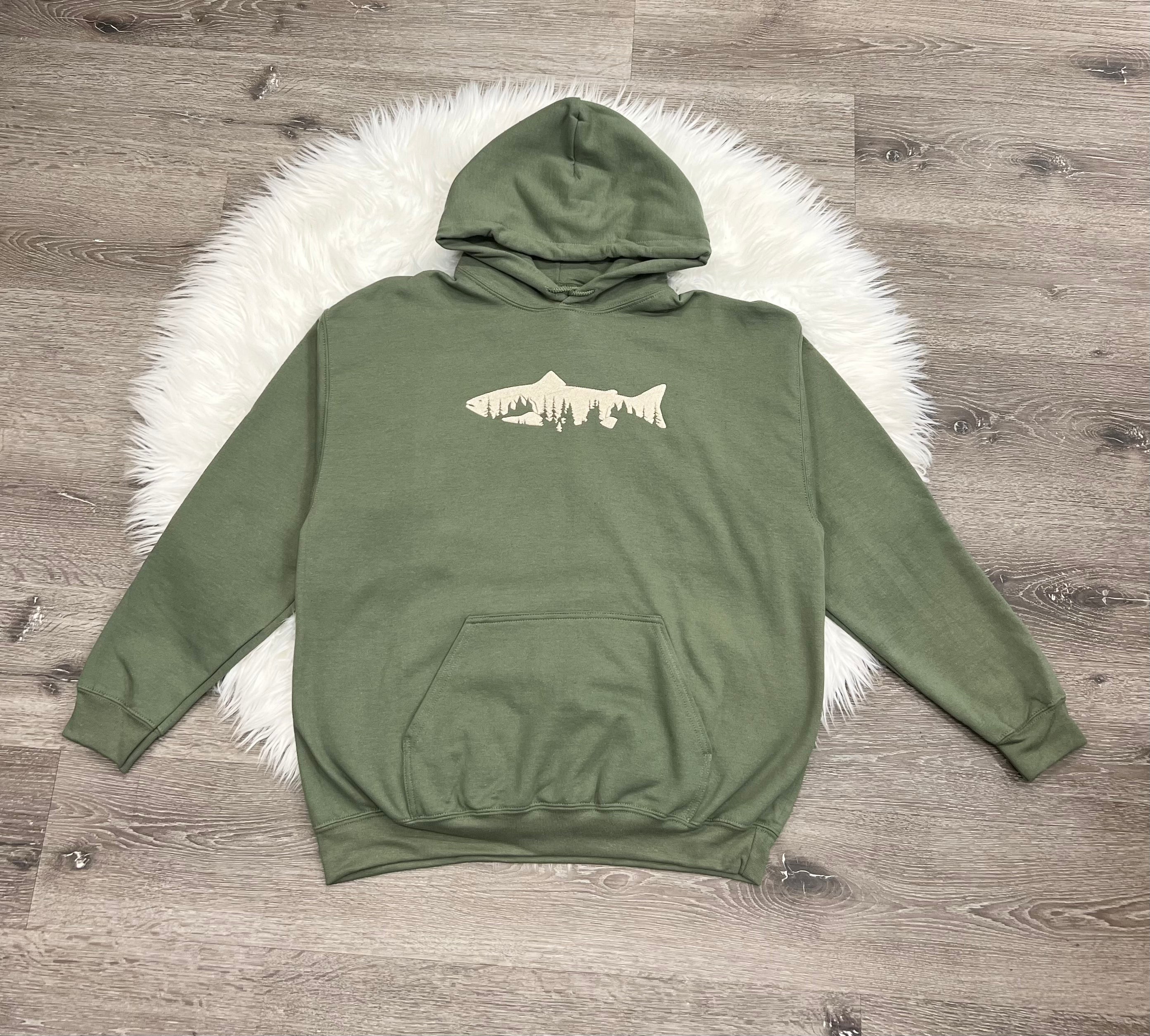 Embroidered Fish Hoodie