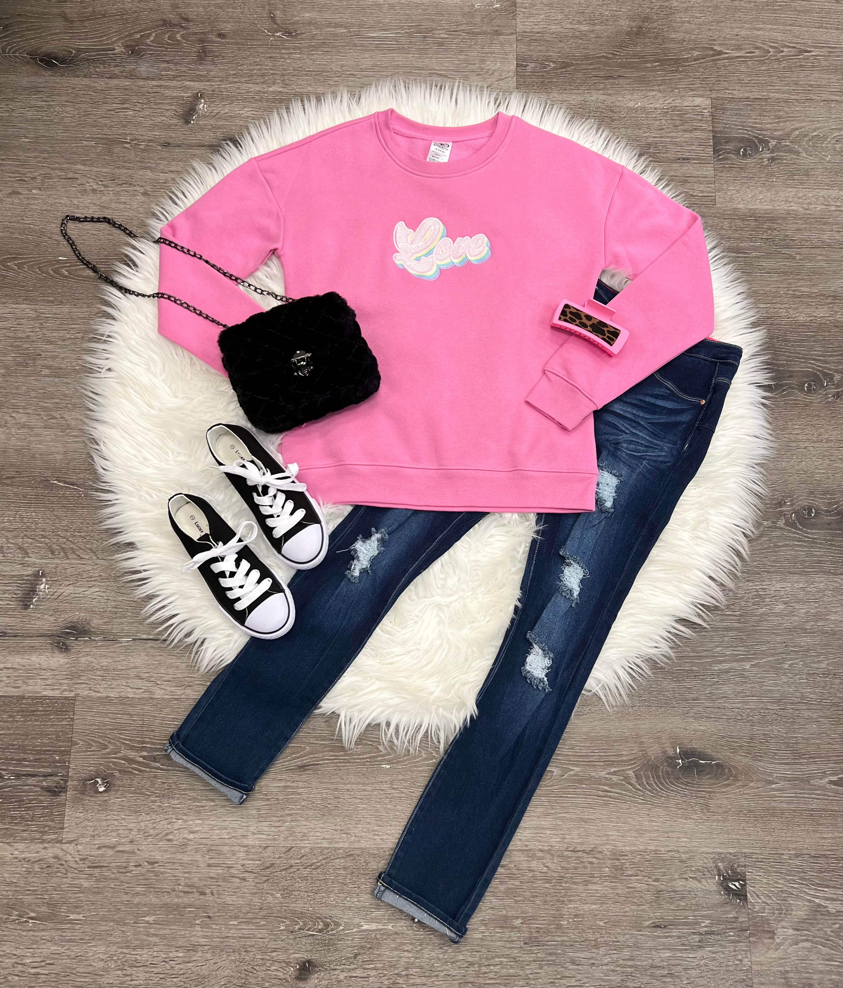 Embroidered Retro Love Sweatshirt