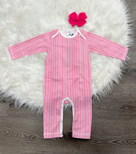 Toobydoo Pink And White Striped Jumpsuit B10448