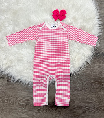 Toobydoo Pink And White Striped Jumpsuit B10448