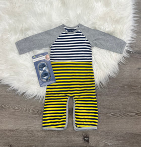 Tobydoo Blue And Yellow Striped Jumpsuit