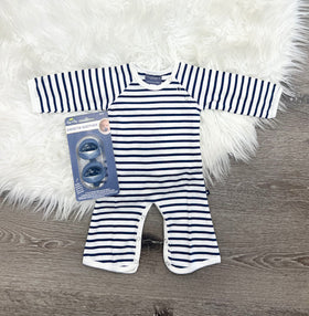 Toobydoo Navy And White Striped Bootcut Jumpsuit 101010-01
