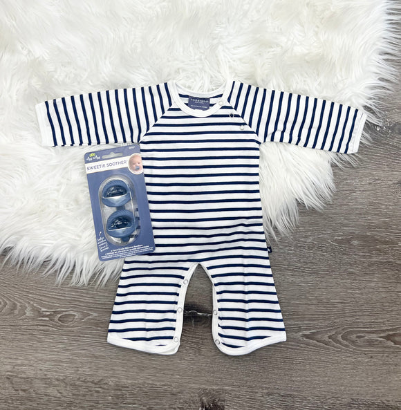 Toobydoo Navy And White Striped Bootcut Jumpsuit 101010-01