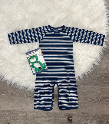 Toobydoo Blue And White Striped Bootcut Jumpsuit B10388