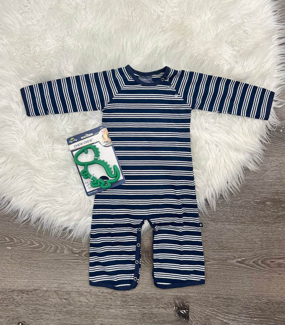 Toobydoo Blue And White Striped Bootcut Jumpsuit B10388