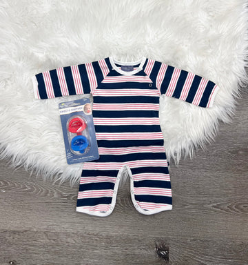 Toobydoo Red, White And Blue Striped Bootcut Jumpsuit B10389
