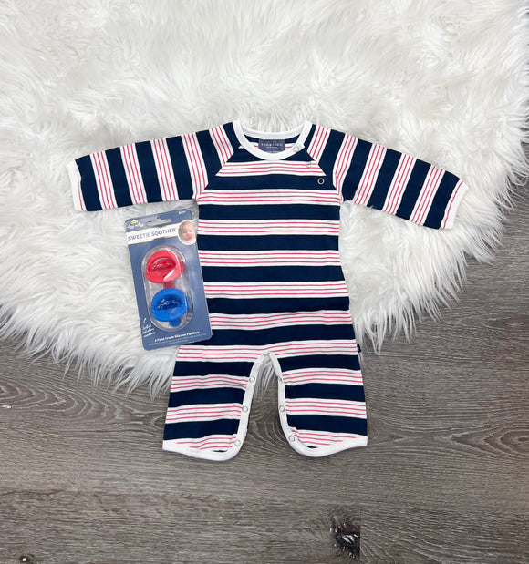 Toobydoo Red, White And Blue Striped Bootcut Jumpsuit B10389