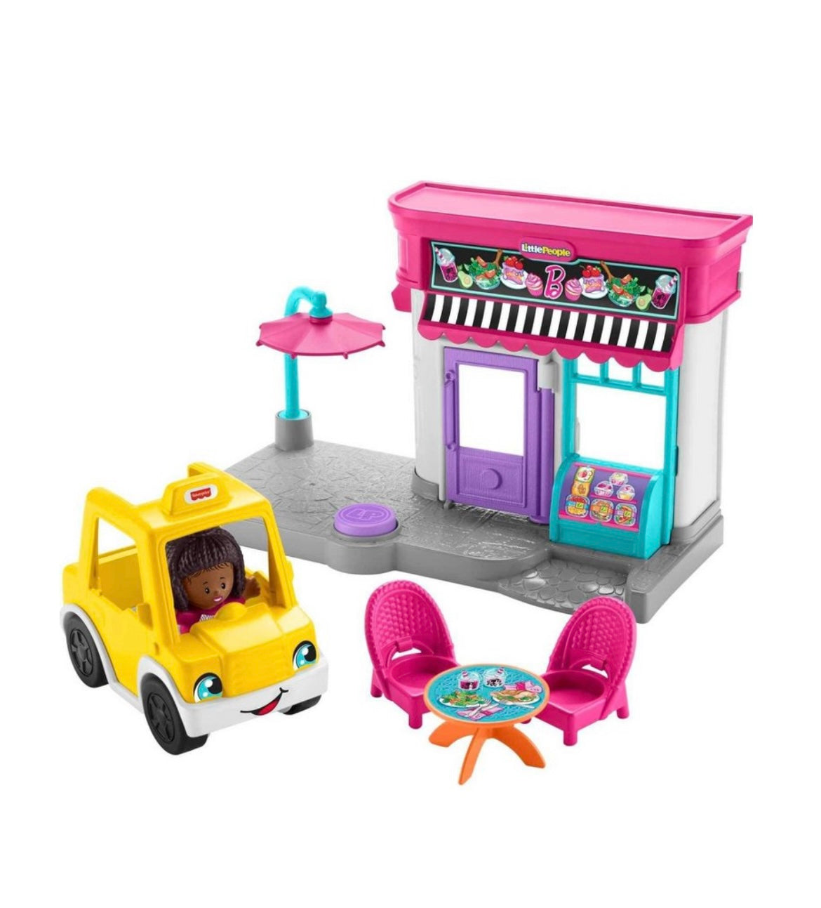 Fisher-Price Little People Barbie City Adventures Cafe and Cab Playset