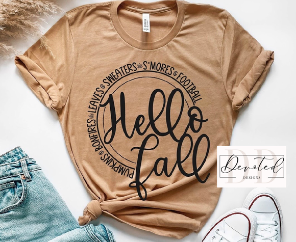 #0816 Hello Fall Football S’mores Sweaters Leaves Bonfires Pumpkins