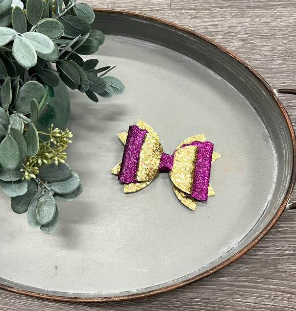Purple & Gold Glitter Clip