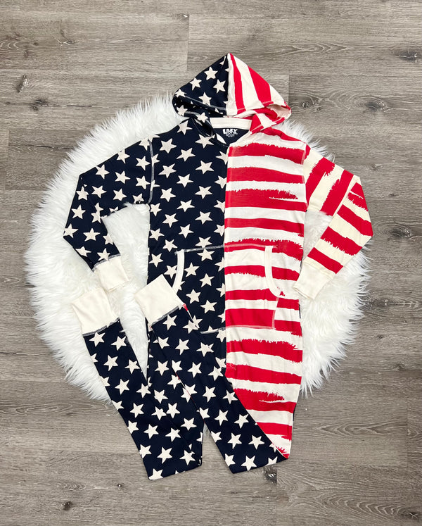LazyOne Stars & Stripes Hooded Onesie