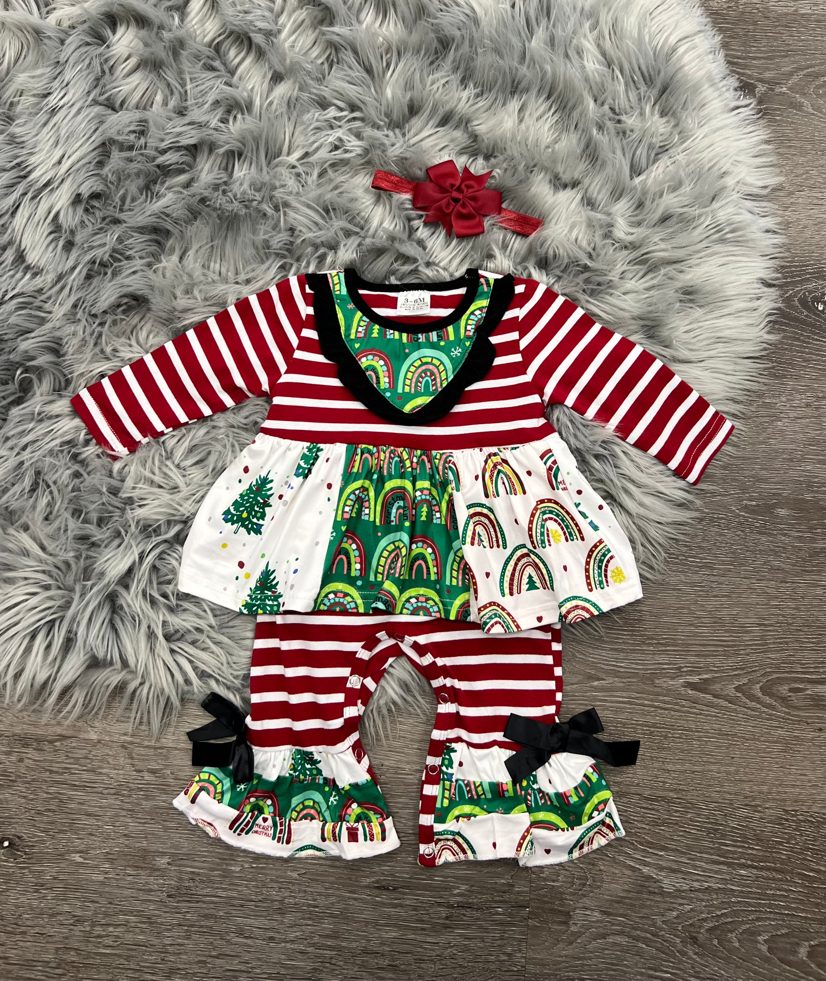 Holiday Rainbow Ruffles Romper