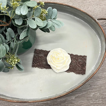 Buy brown Satin Rose Lace Headband