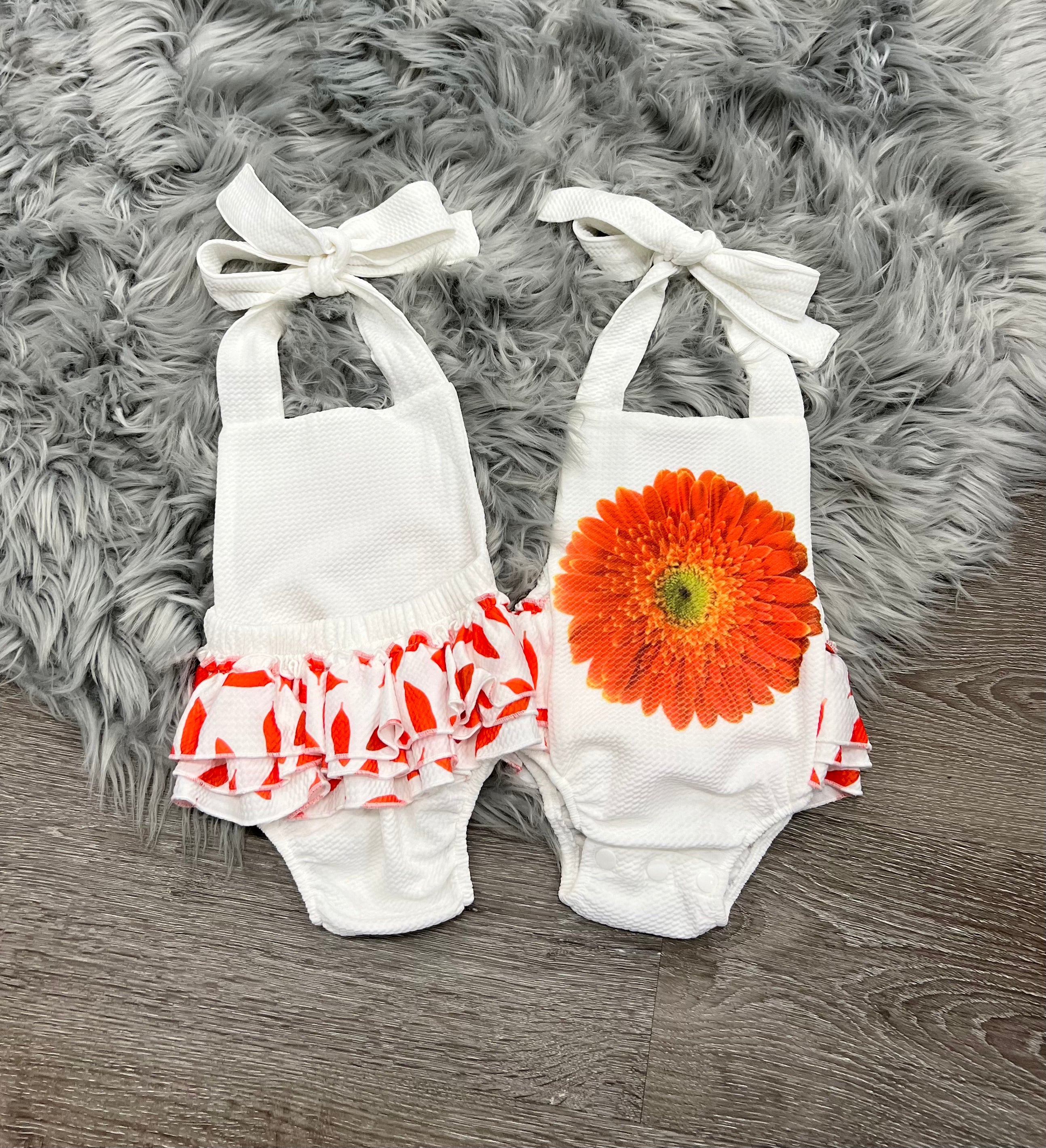 Orange Flower Ruffle Bum