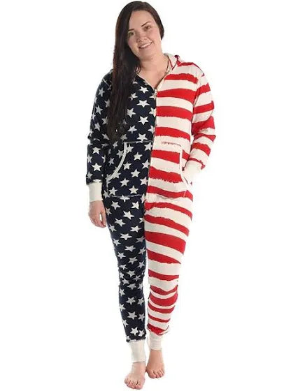 LazyOne Stars & Stripes Hooded Onesie