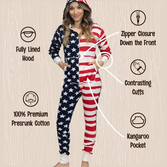 LazyOne Stars & Stripes Hooded Onesie