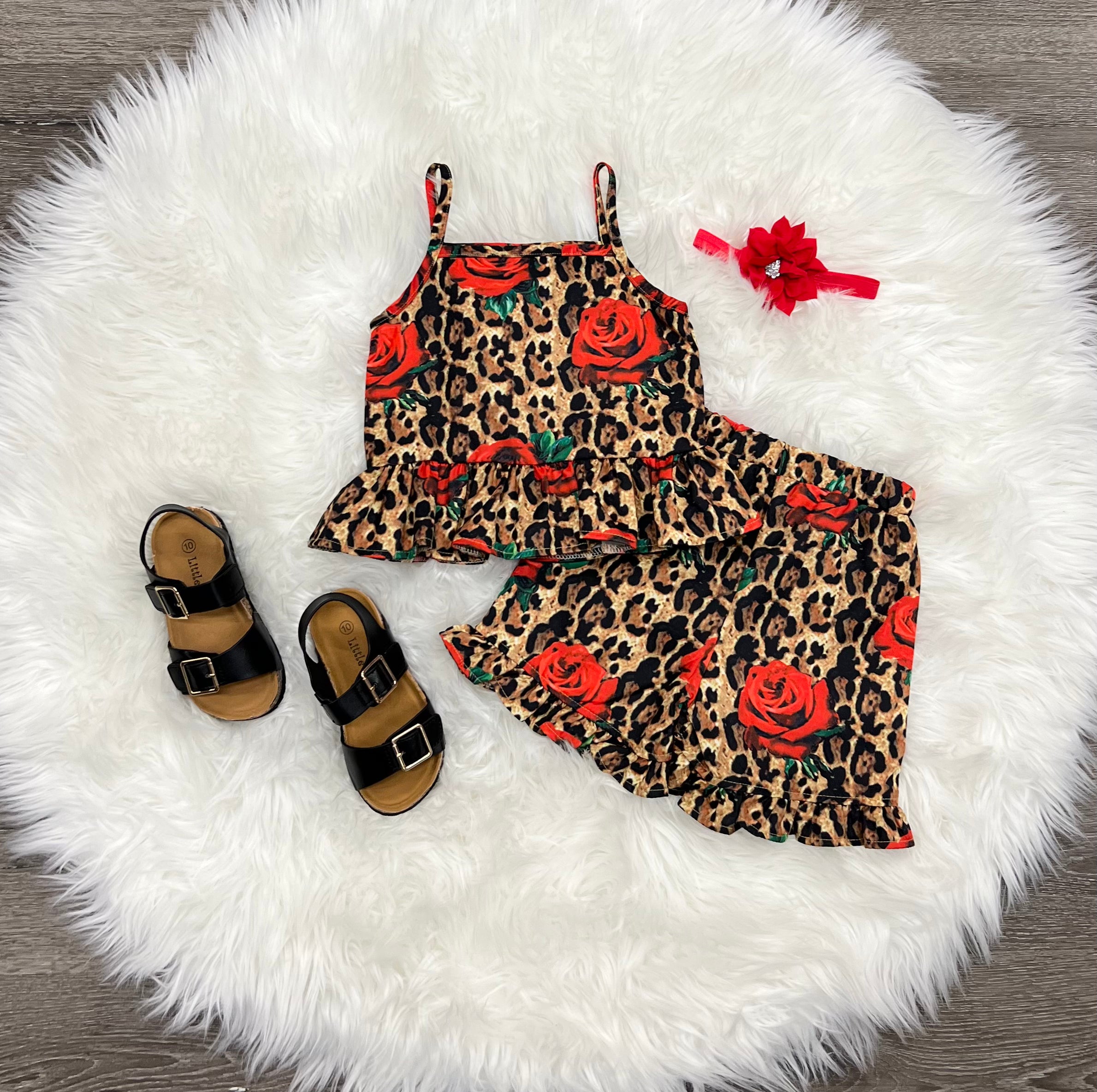 Rose Leopard Ruffle Set