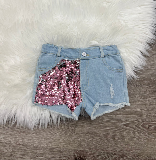 Pink Sequin Shorts